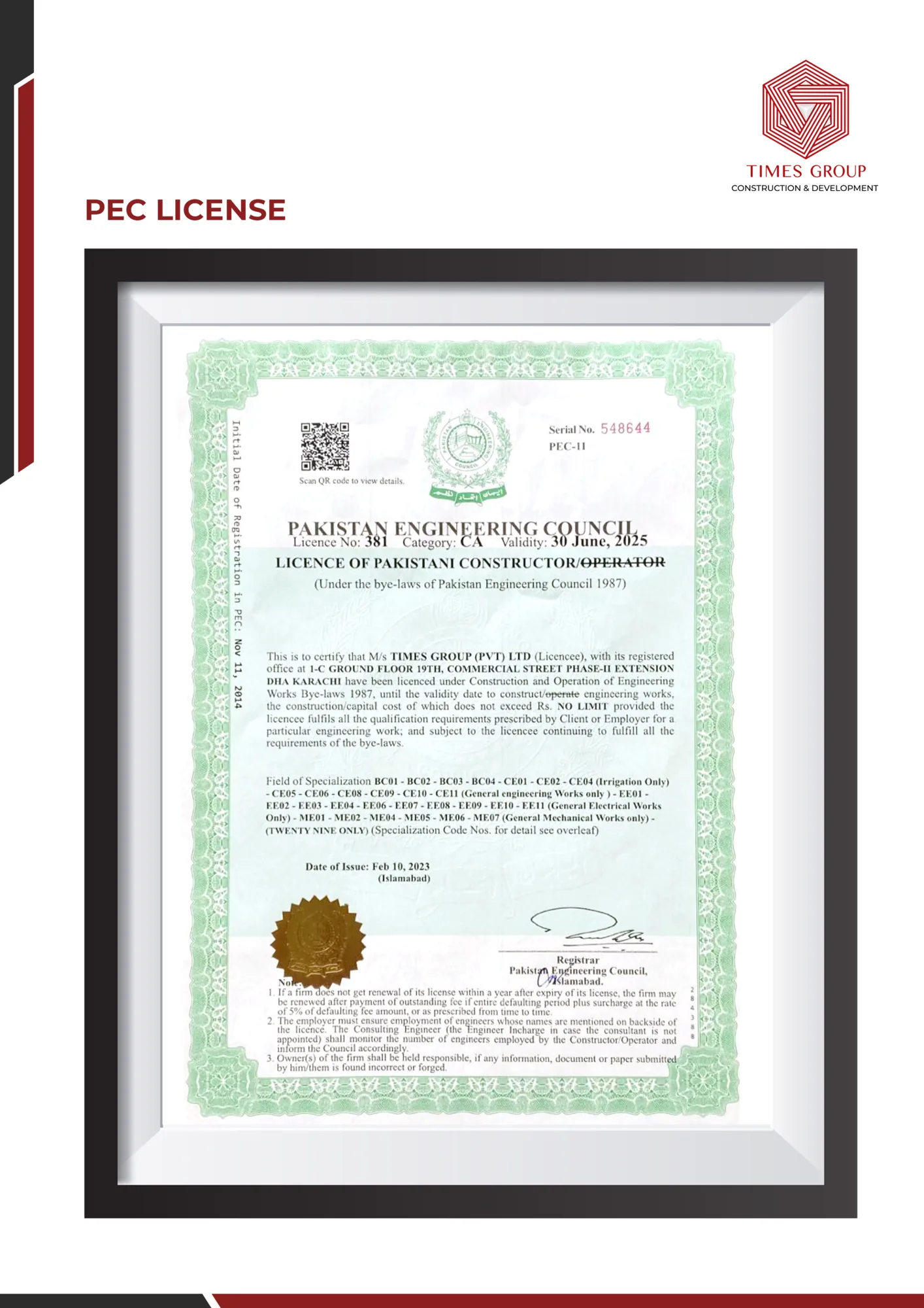 PEC license